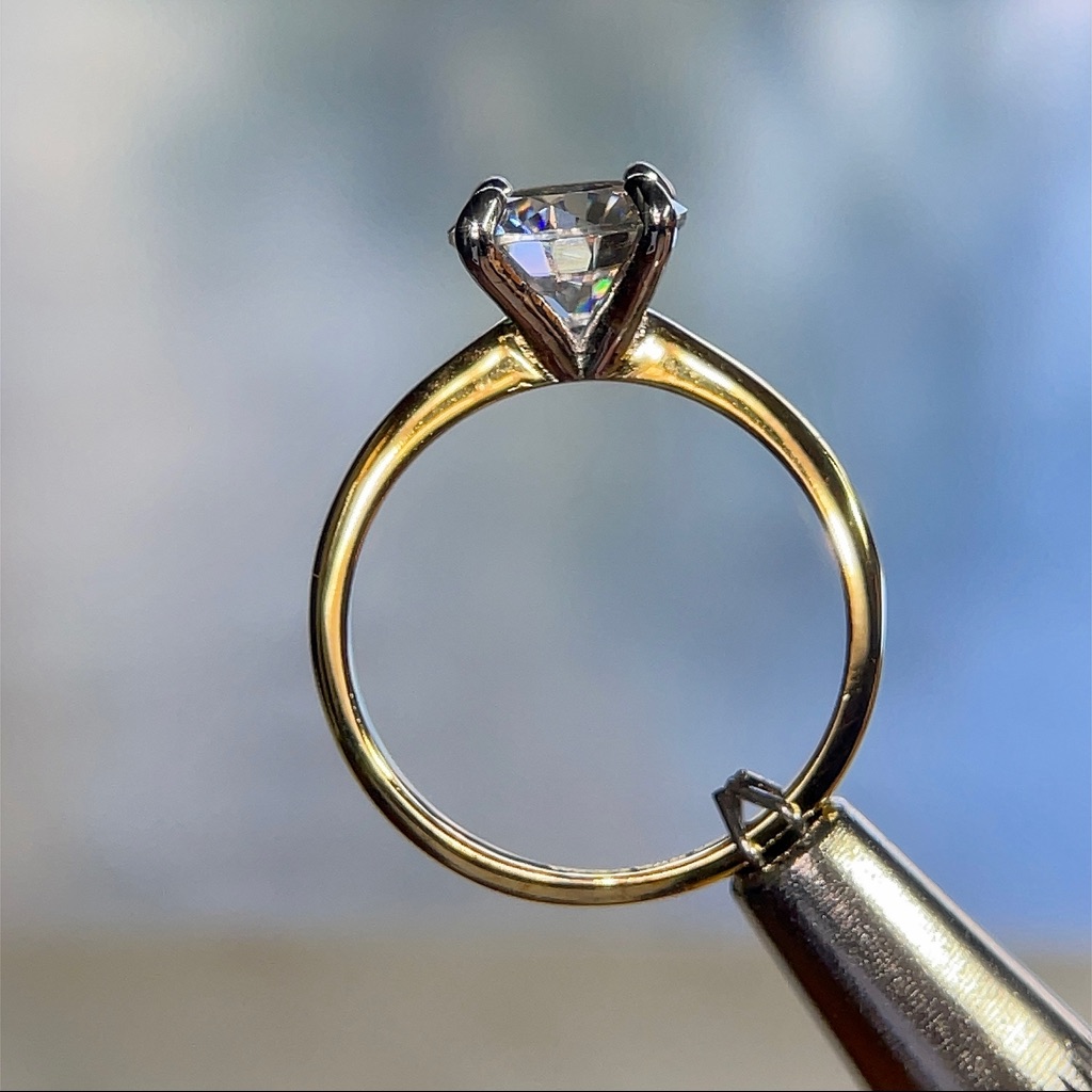 Solid 14k Gold 2ct D, Vvs1 Moissanite Ring